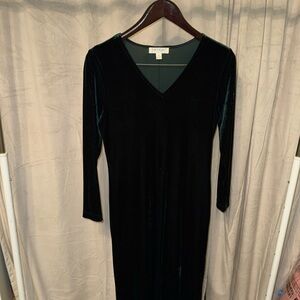 VTG Karen Kane Petites Velvet Dress, Deep Green